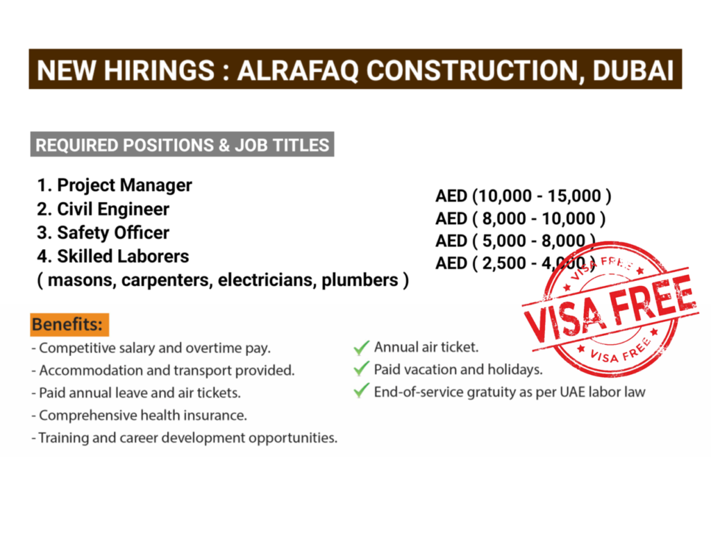 construction jobs in UAE Al Rafaq Career